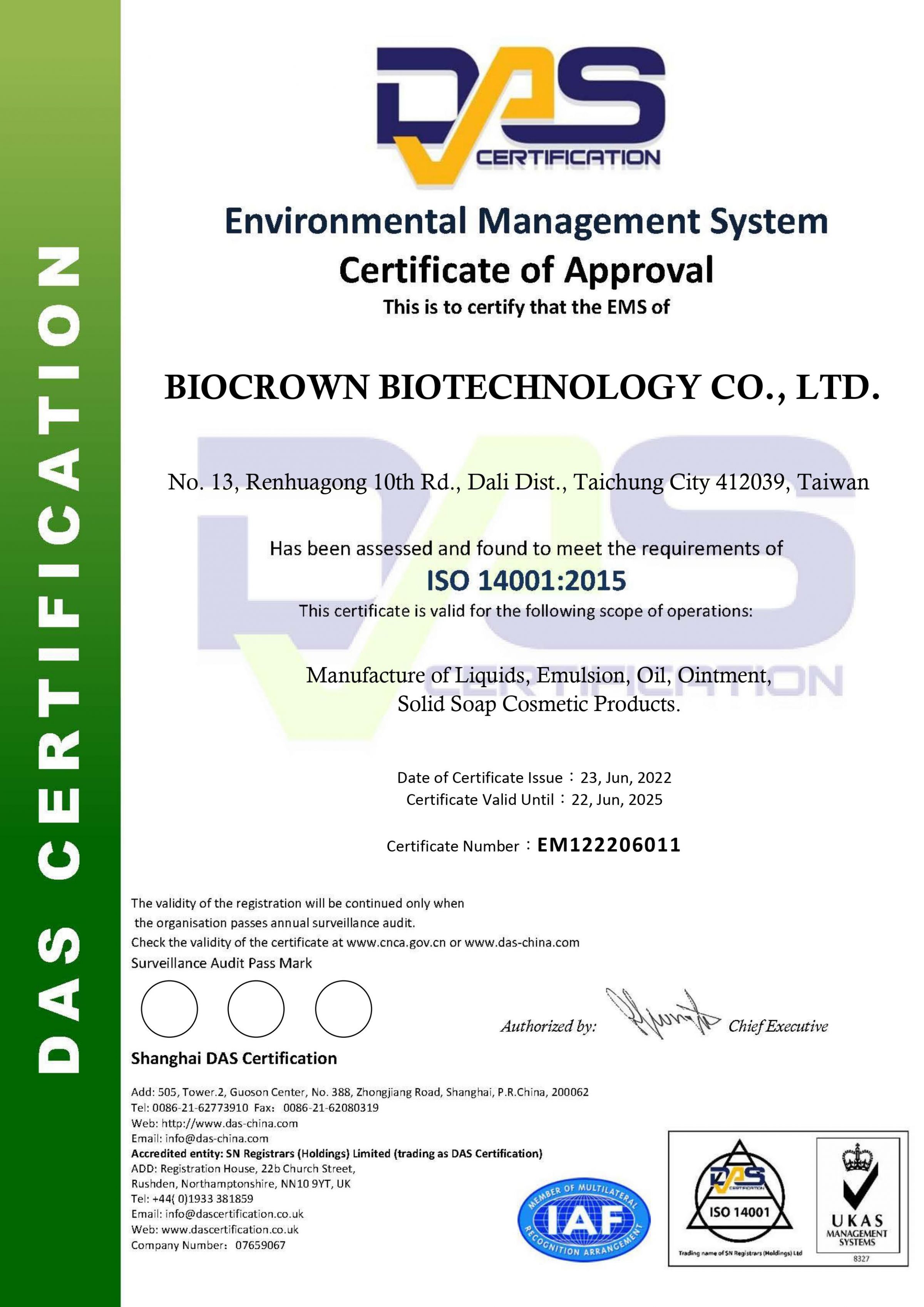 ISO 14001 certification